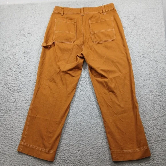 Old Navy Utility Straight Leg Carpenter Pants Women 12 Brown Sly Fox Canvas EUC - Picture 3 of 15
